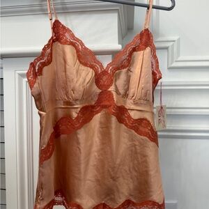 Gold Hawk Silk Lace Trim Camisole – Luxury Top